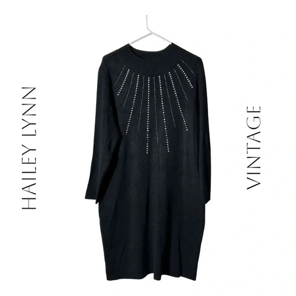 hailey lynn Dresses & Skirts - 2024. VINTAGE HAILEY LYNN LONG SLEEVE STUDDED SWEATER DRESS‎ SIZE X-LARGE